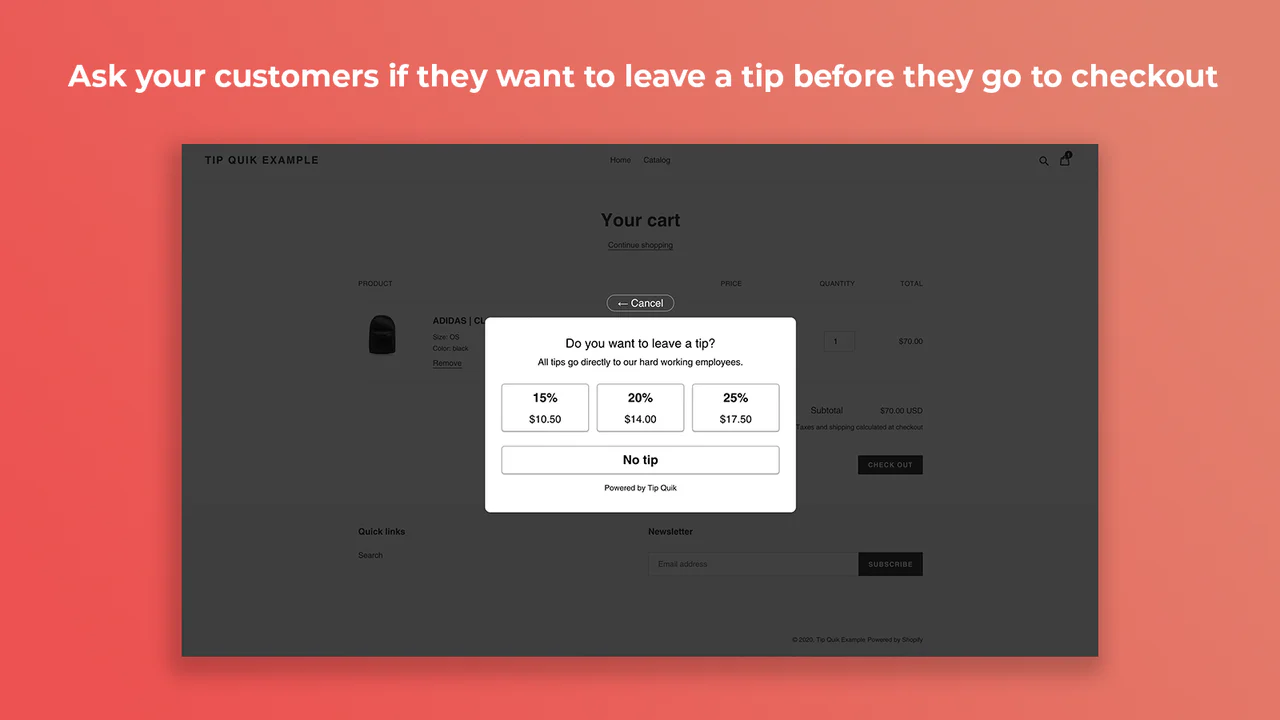 Tip modal on site