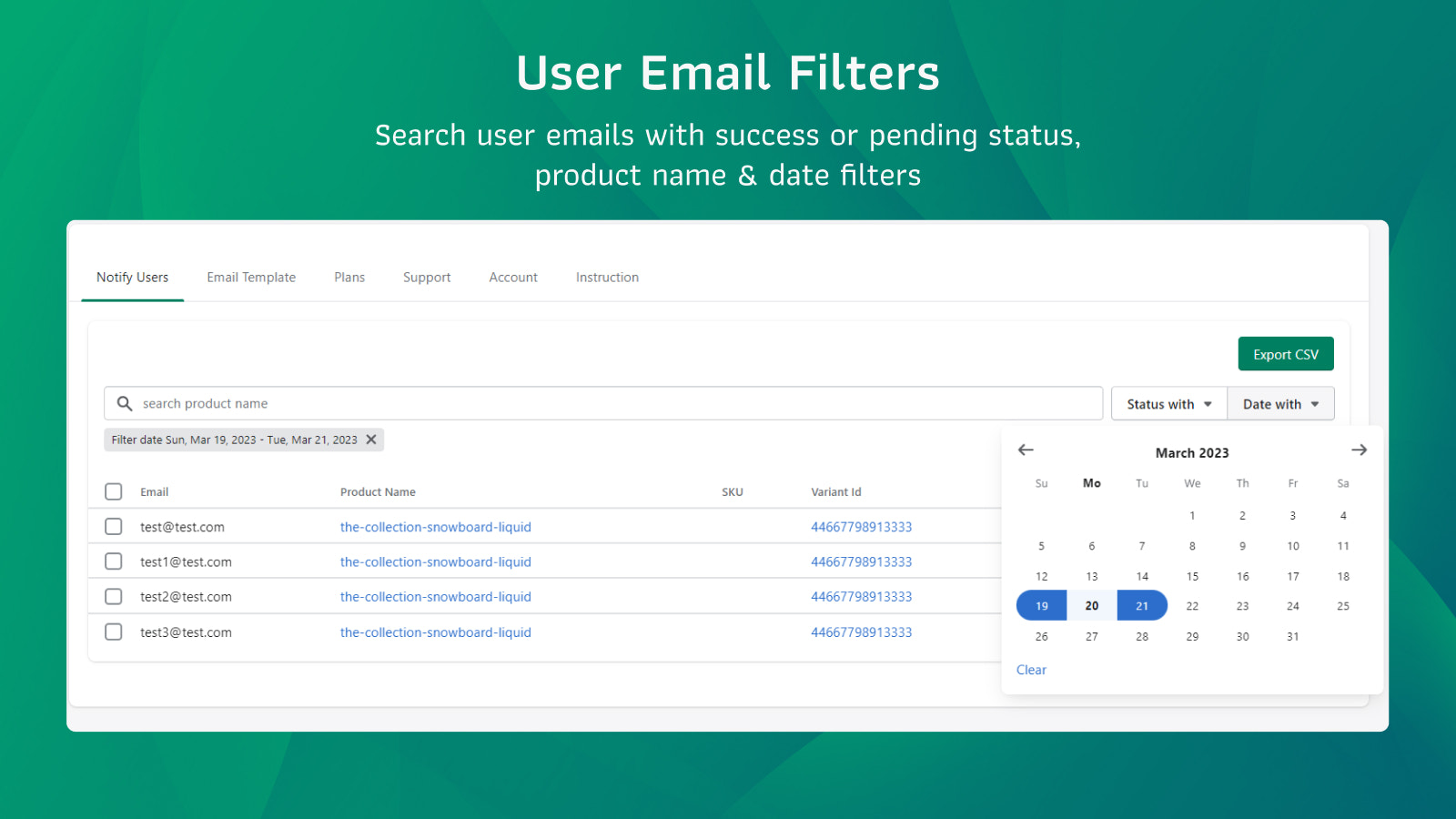 User Email Filters