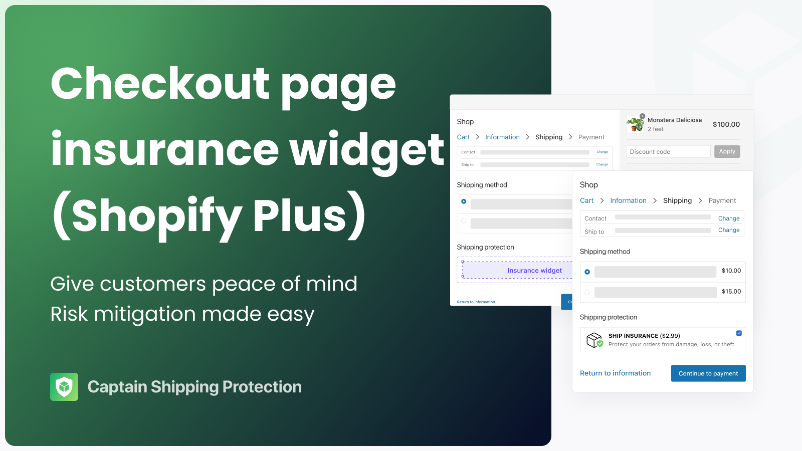 Captain Shipping Protection Checkout Page for Shopify Plus