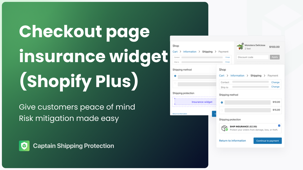 Captain Shipping Protection Checkout Widget for Shopify Plus