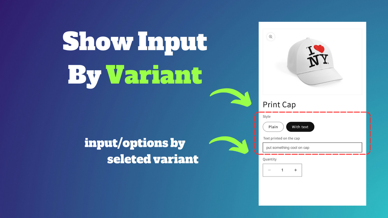 product variant options/inputs for product customization