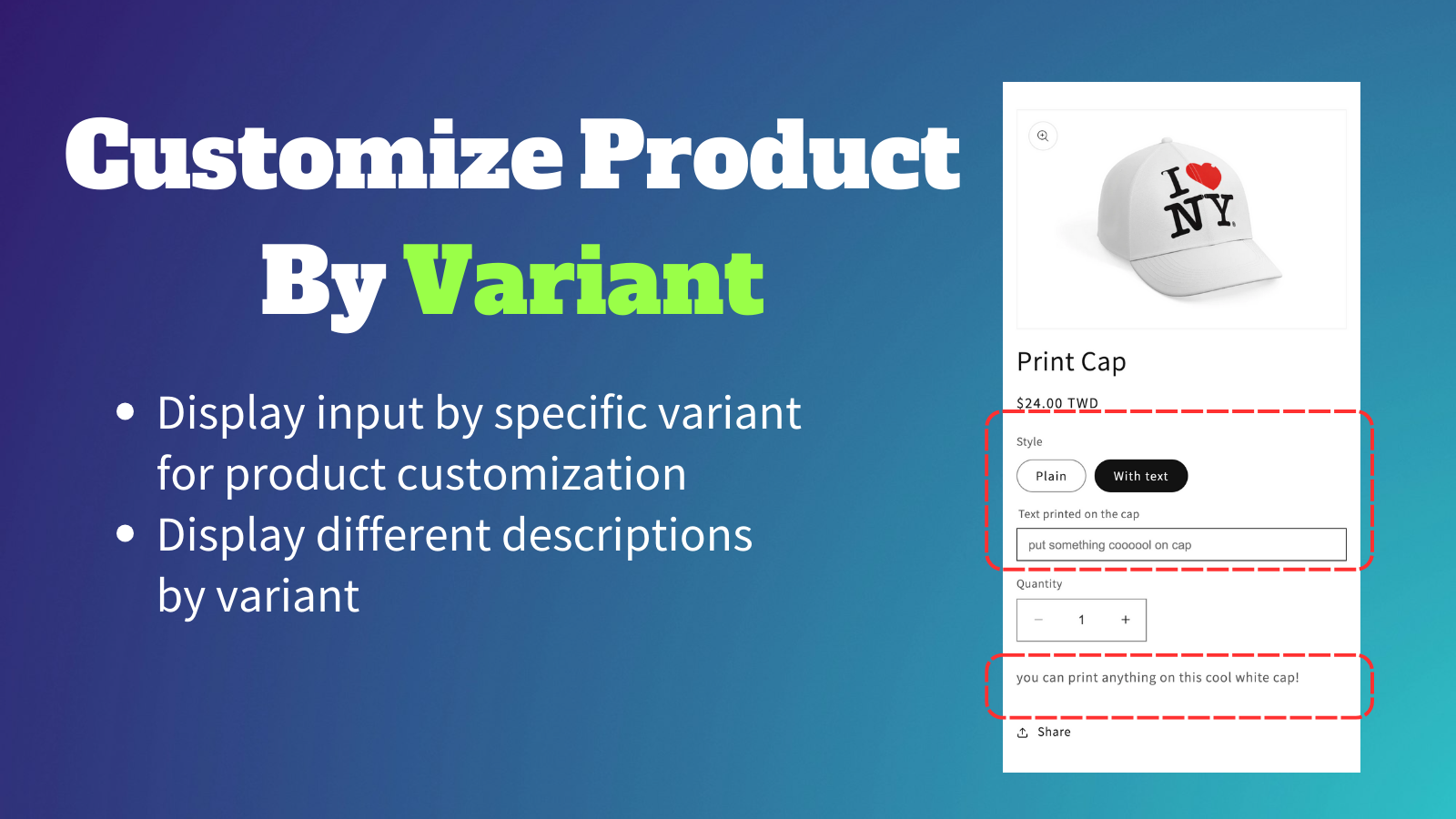 description de variante, options de variante, entrées de variante