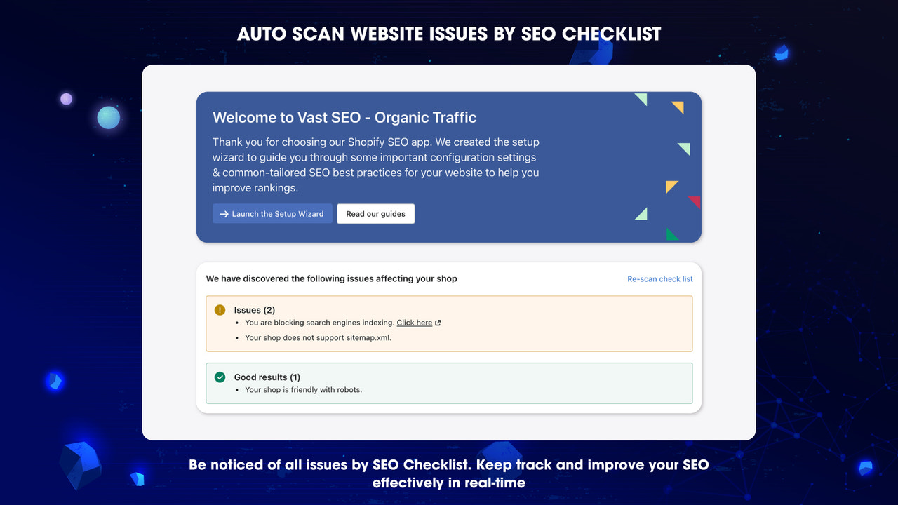 Automatische scan van SEO-problemen op de website