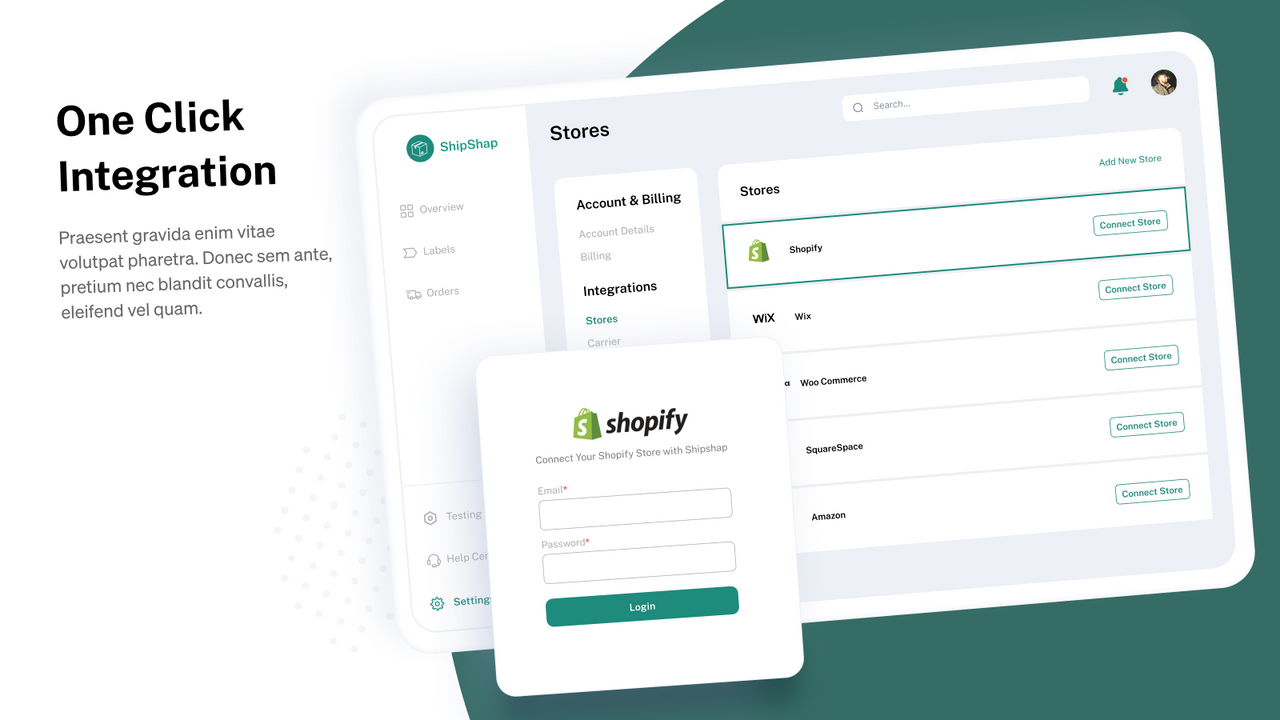 Log ind med dine Shopify-legitimationsoplysninger for at forbinde din butik!