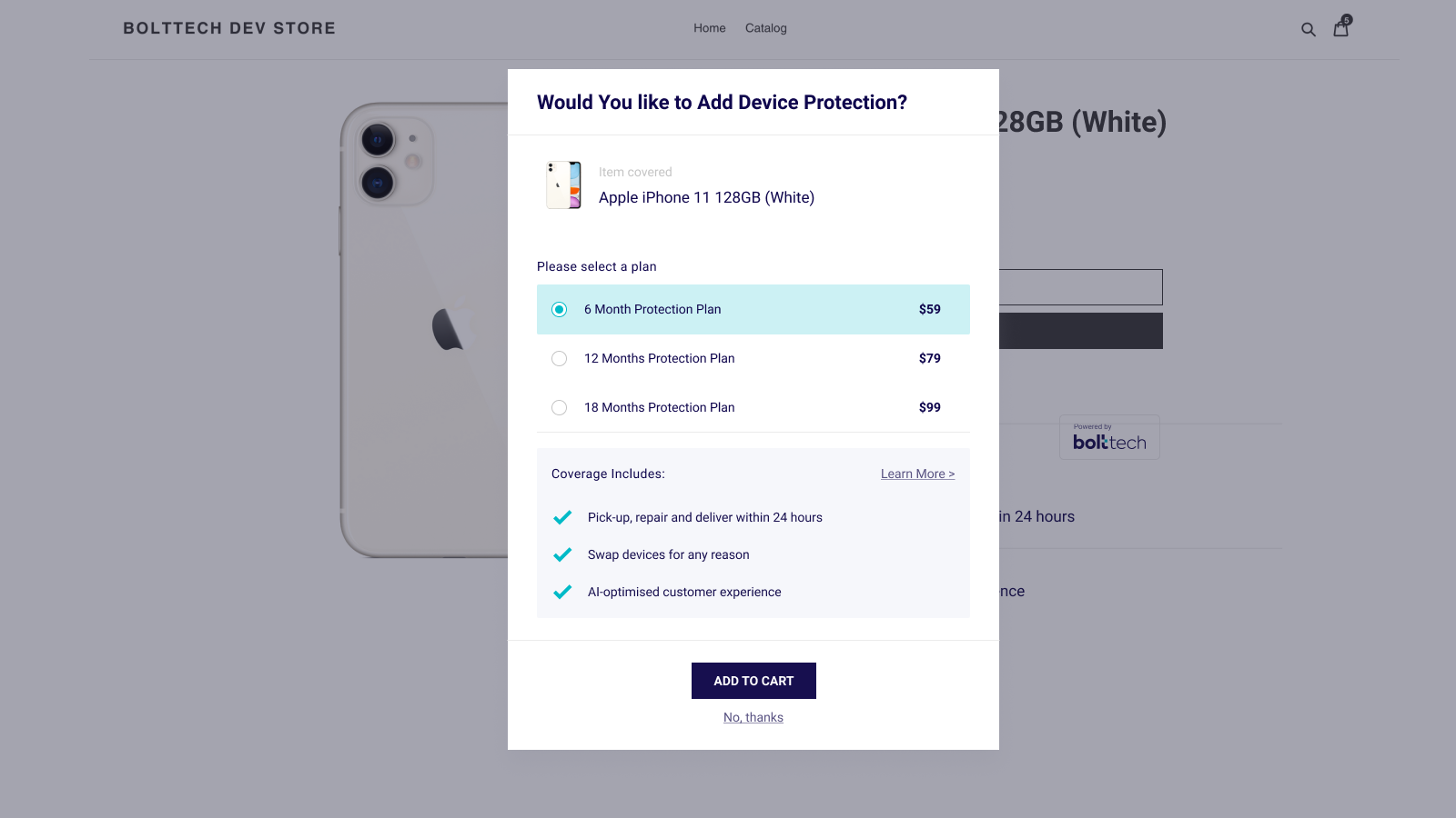 Allow customers to upsell their order with extended warranties