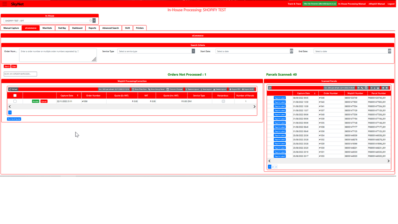 Portail de gestion SkyNet