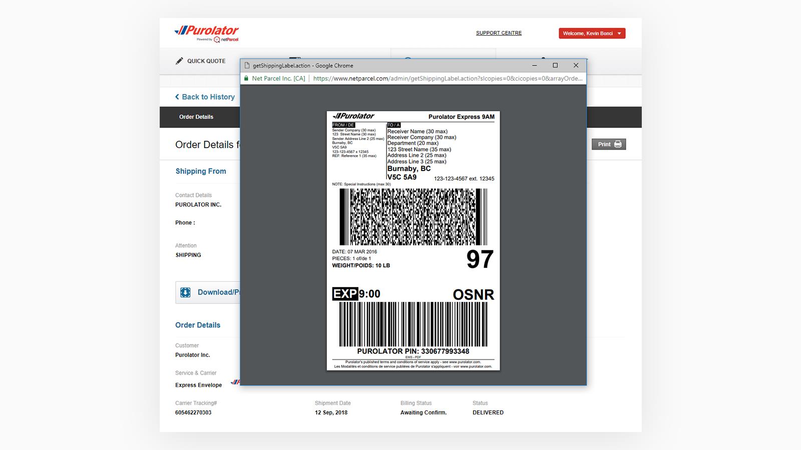 Shipping & Label Generation