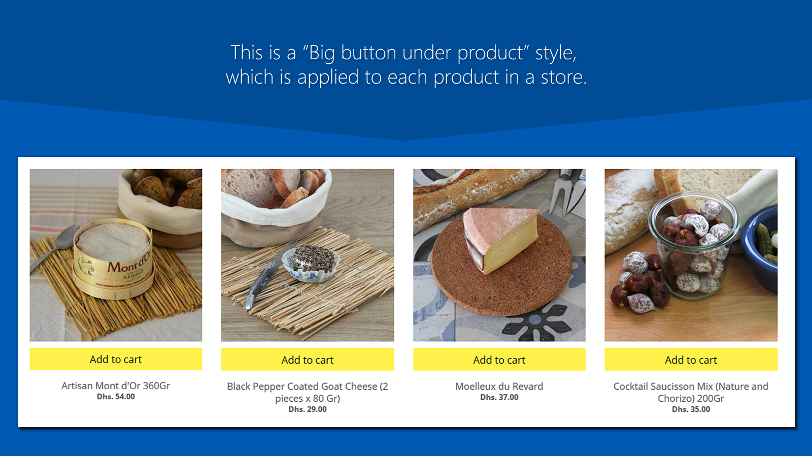 Schönes Quadrat unter Produktbutton - Kaufen Button