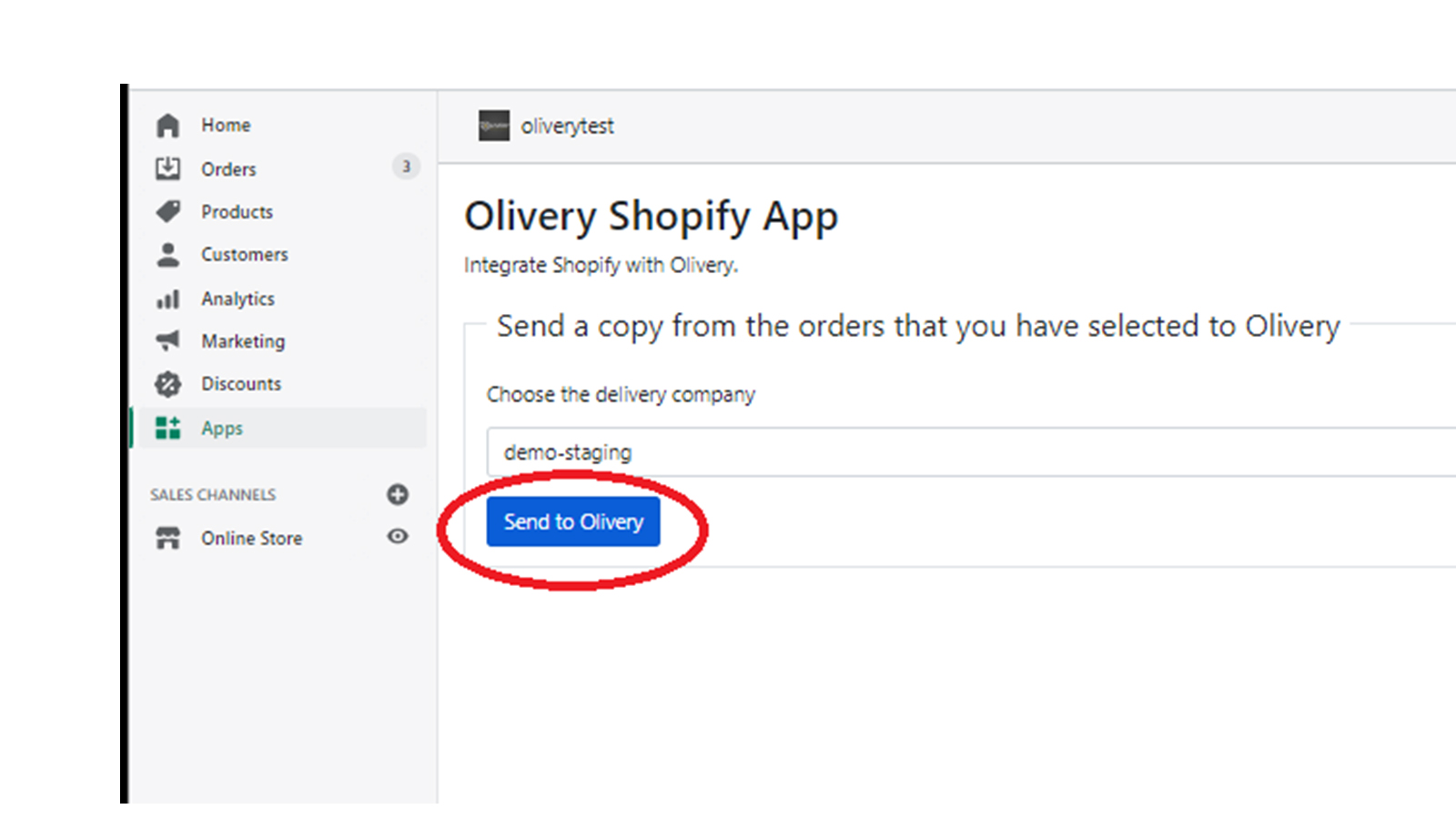 sending to olivery