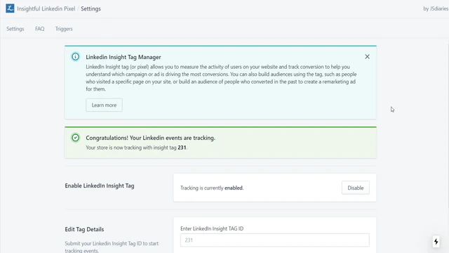 Settings page