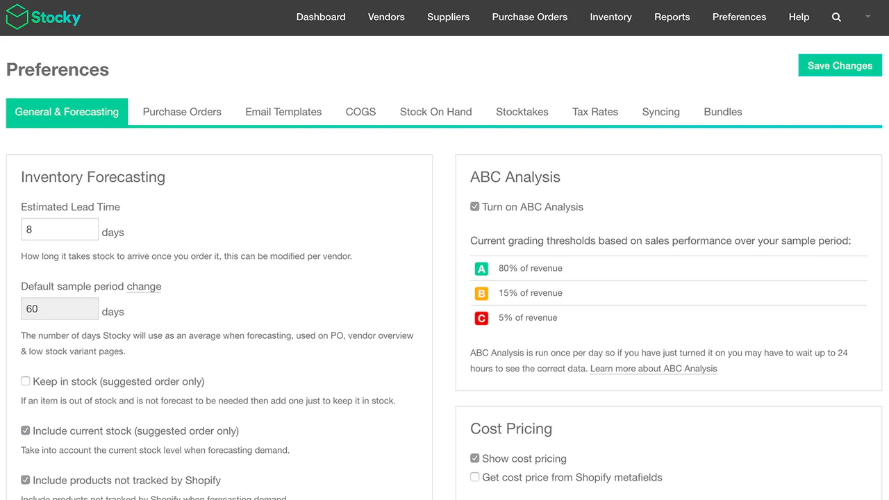 Personalize suas configurações de previsão para se adequar às necessidades da sua loja