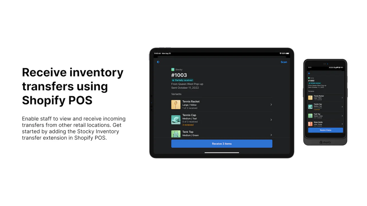 Recevez des transferts d'inventaire en utilisant Shopify POS