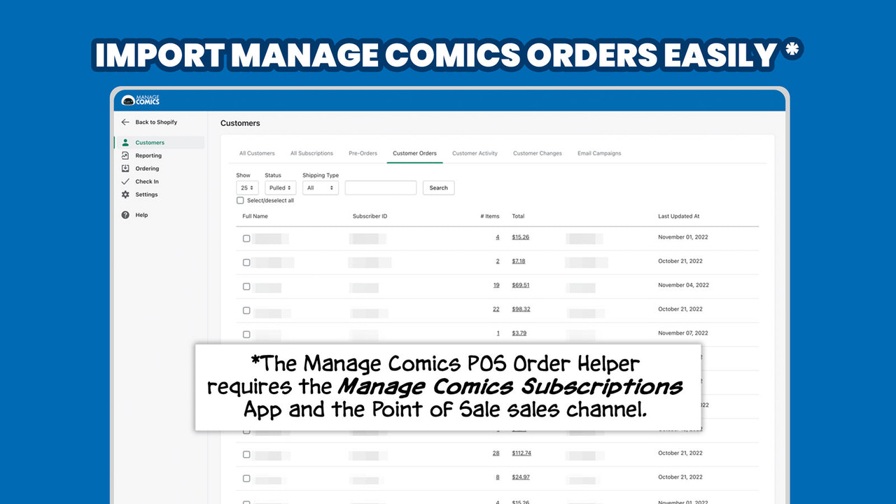 Importe pedidos de Manage Comics.