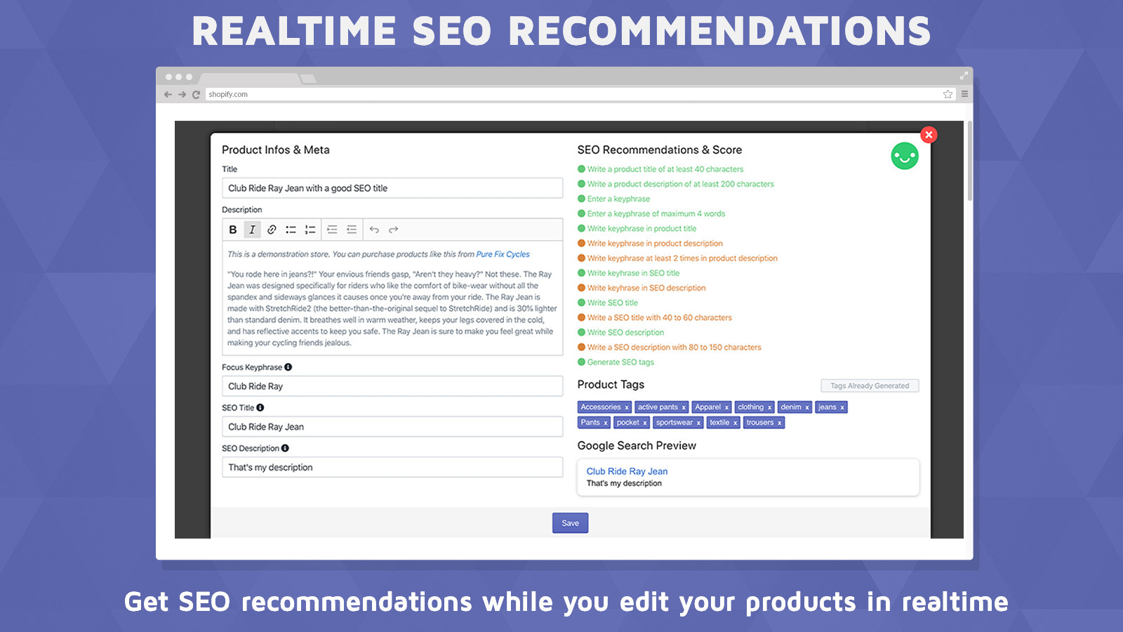 Recommandations SEO en temps réel