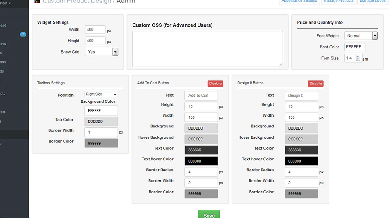 Configuraciones de la aplicación