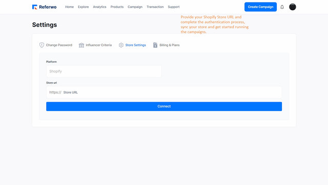 Referwo - Shopify Store Connectie
