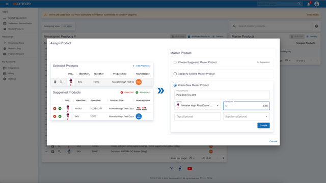 Map products together across various e-commerce channels