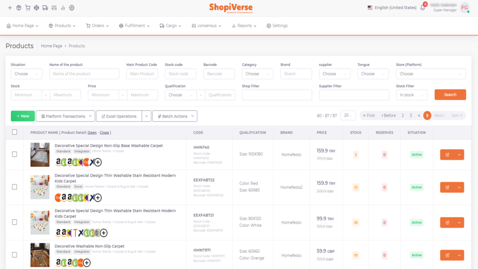 gestionnaire de produits shopiverse