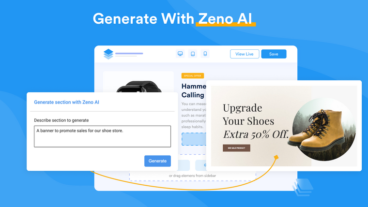 Zeno AI Landing Page Builder Screenshot