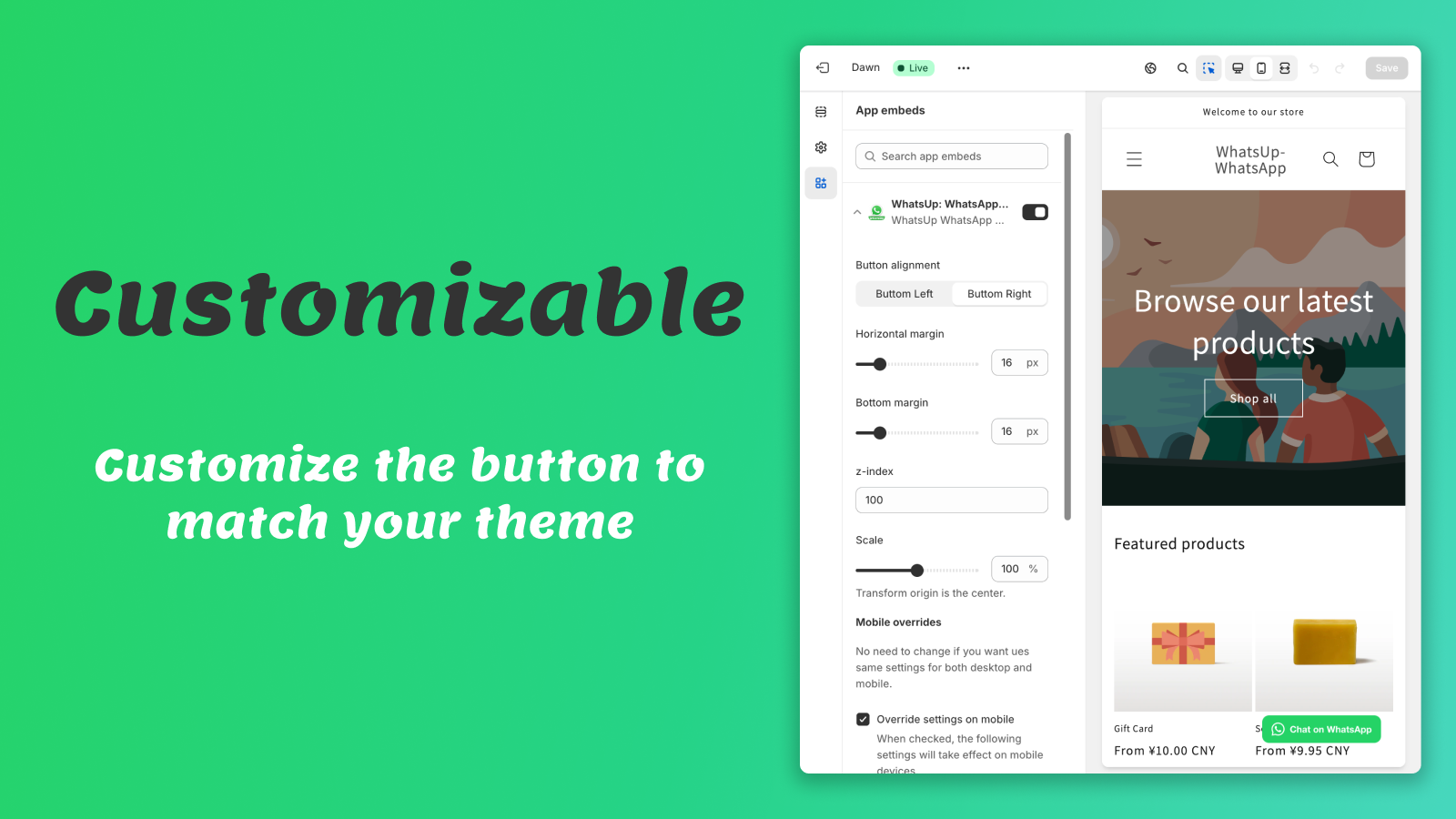 Customizable in Theme Editor