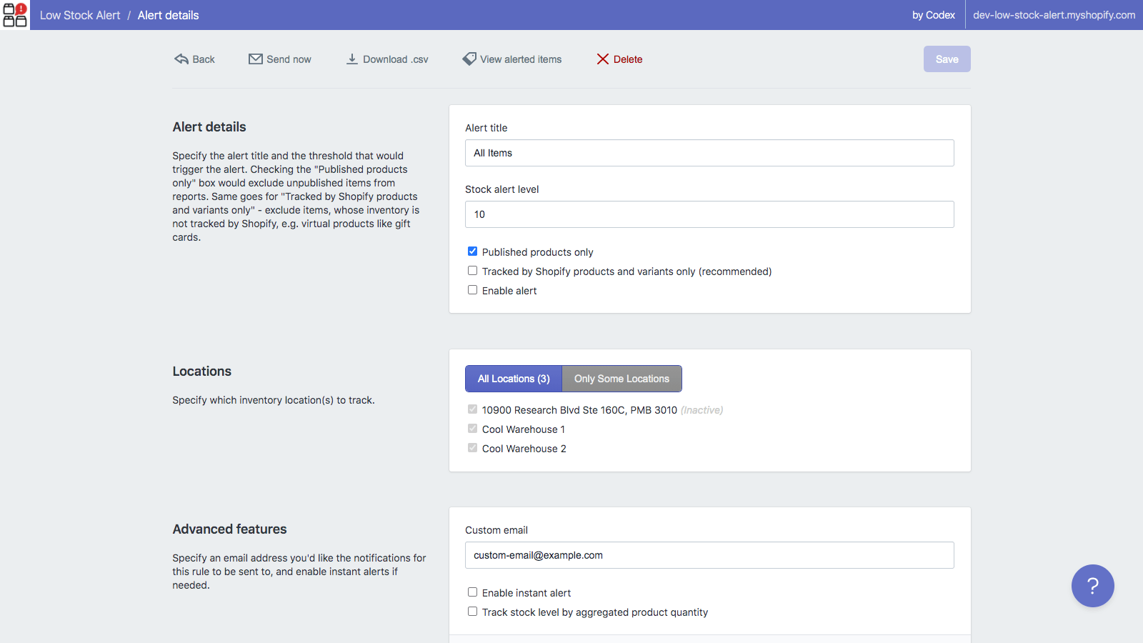 Configure alertas de inventário rapidamente