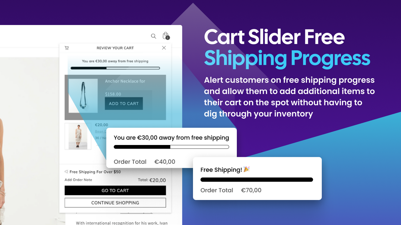 Cart Slider gratis verzendingsvoortgang