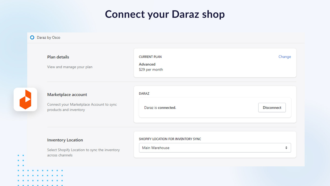 Conéctate a la tienda Daraz