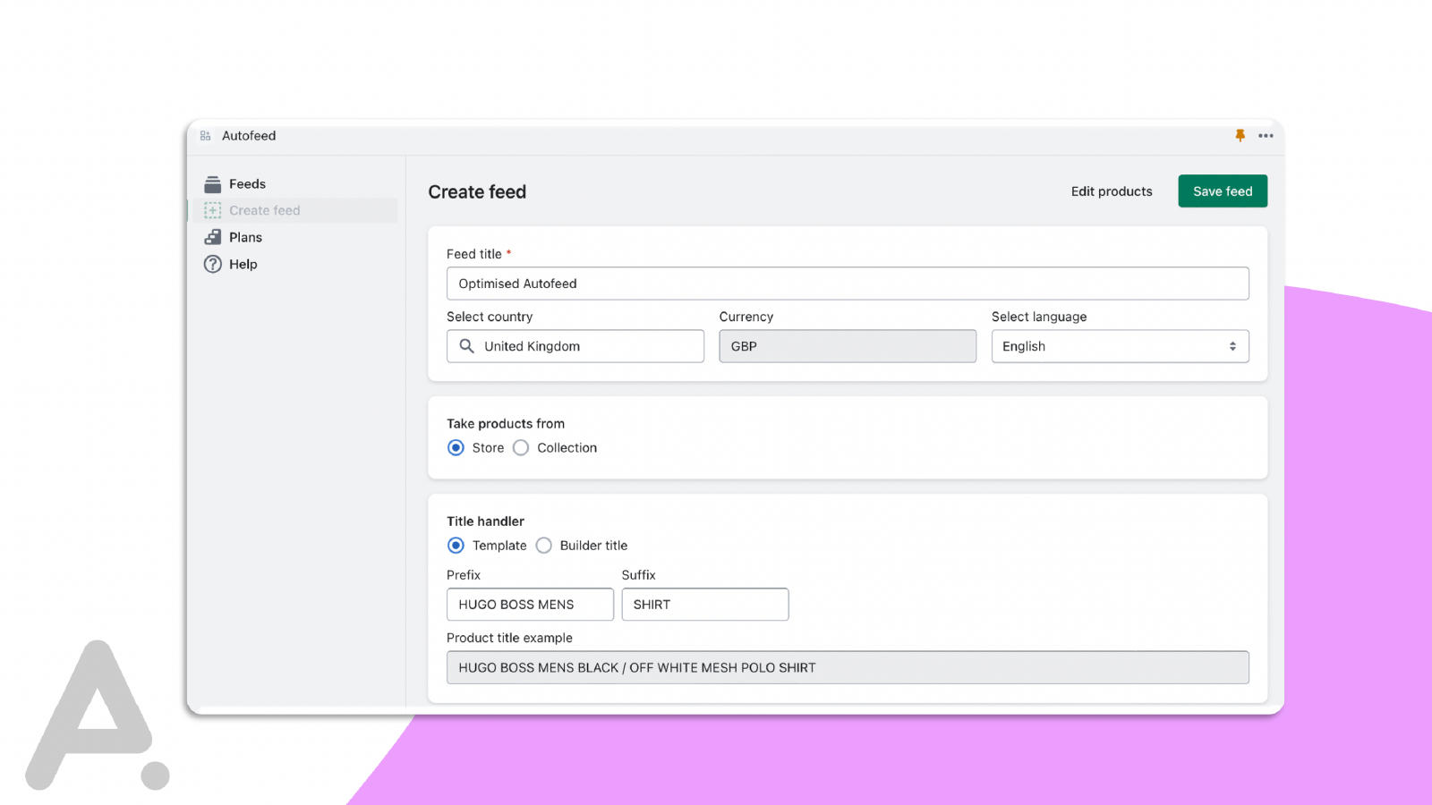 Configuration du flux AutoFeed et optimisation du titre du produit