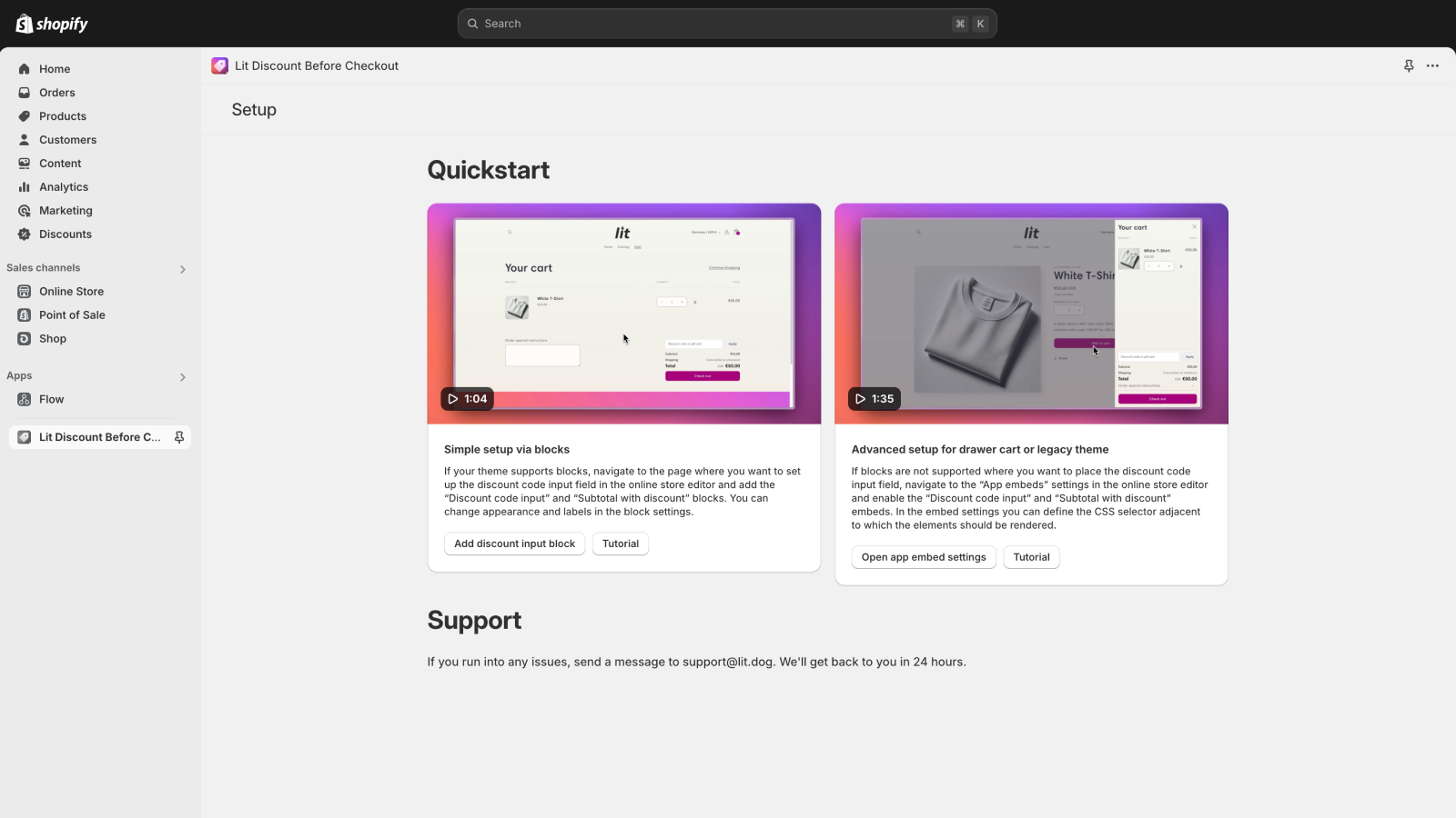 La interfaz de la aplicación incrustada incluye guías de configuración