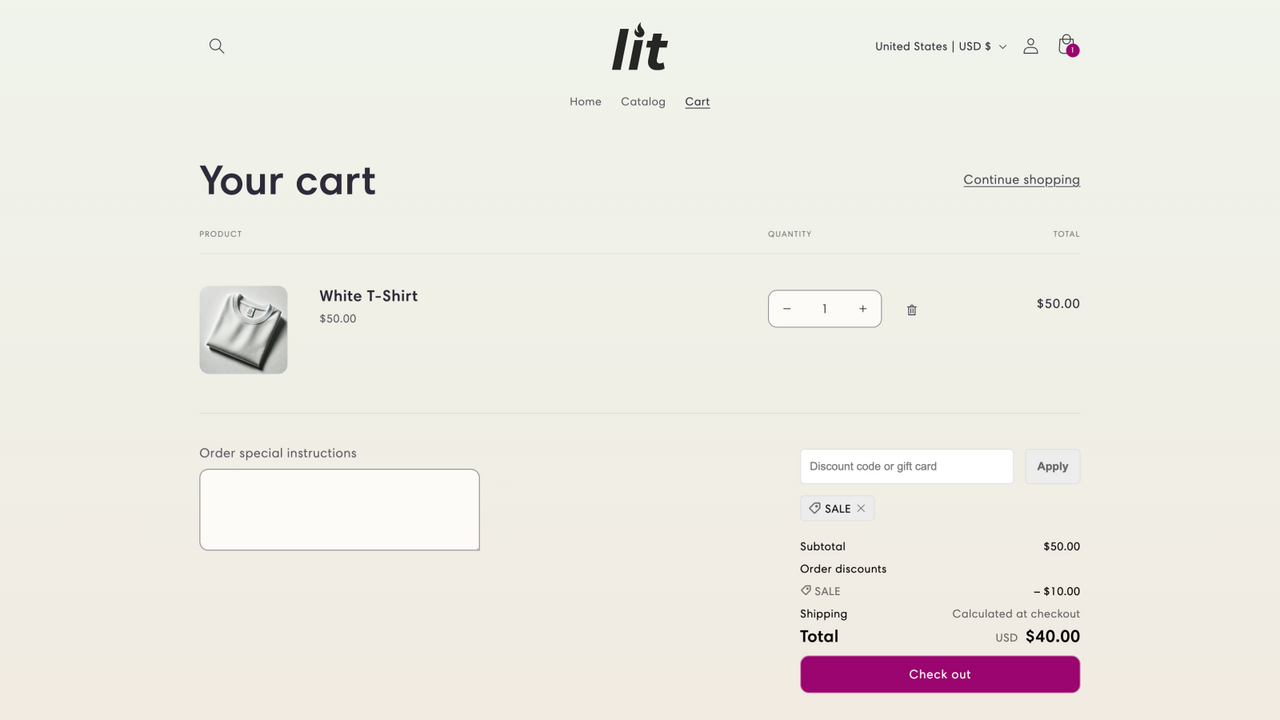 Add a discount input field on the cart page before checkout