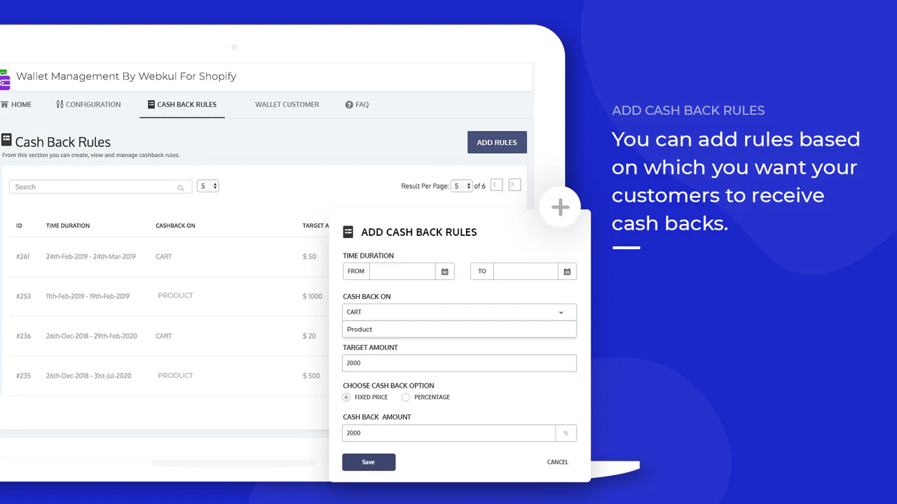 wallet app - cashback regels