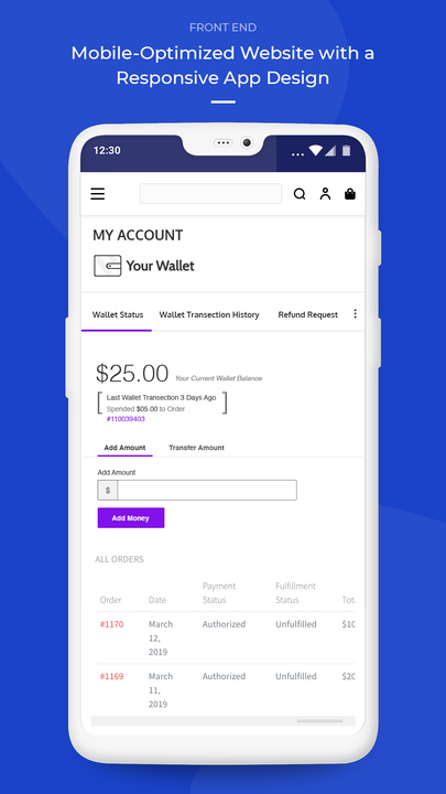 Geldbörsen-App - mobile Layout