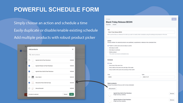 Formulier en productkiezer voor het maken van een productplanning