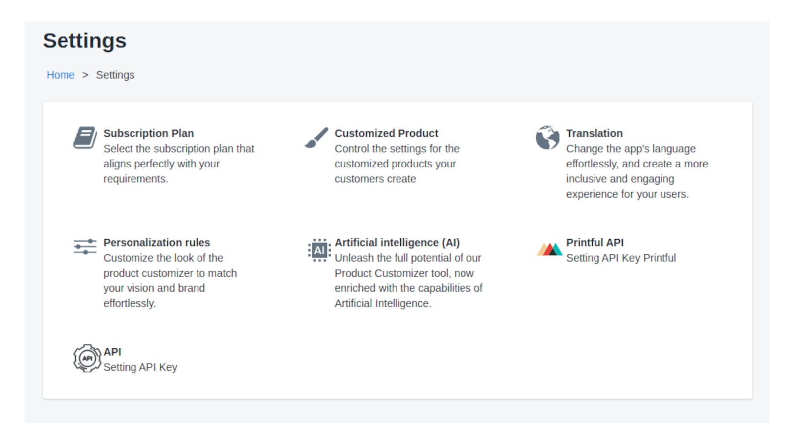 Página de Configurações do POD Master