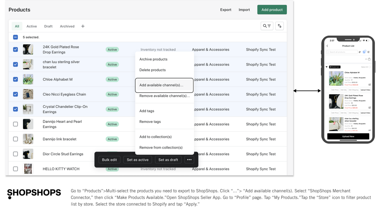 Exportieren Sie Shopify-Produkte zu ShopShops.