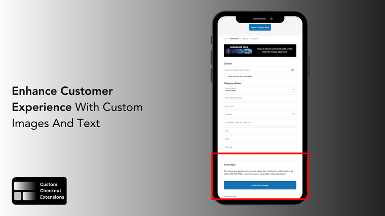 MWS Custom Checkout Extensions Screenshot