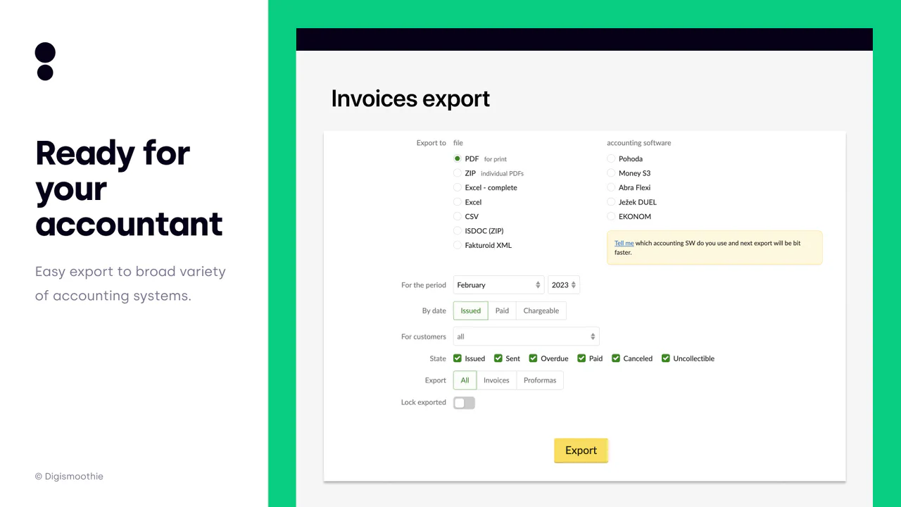 Export invoices for your accountant from Shopify to Fakturoid