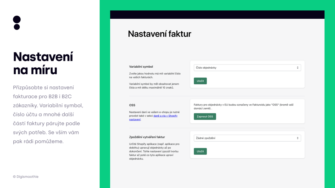 Admin při implementaci Fakturoidu do Shopify - Digismoothie