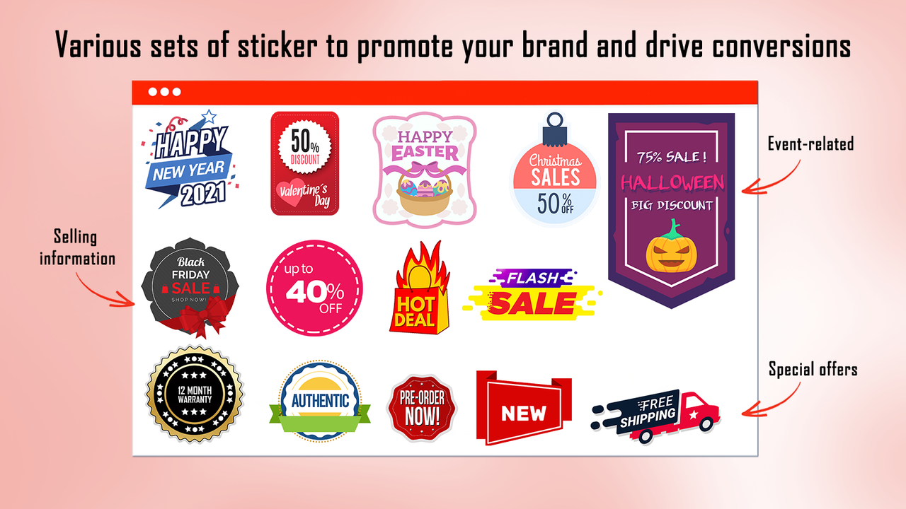 3000+ Stickers to promote your brand and drive conversion