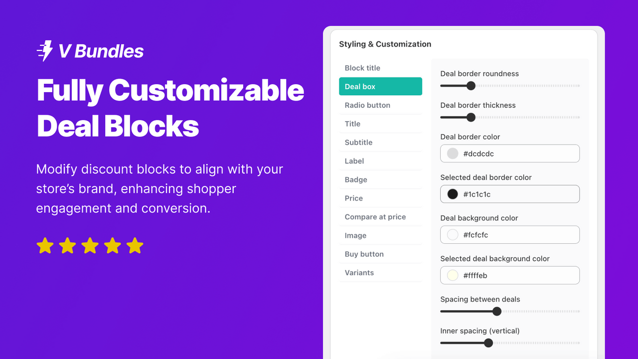 Blocs d'offres entièrement personnalisables et remises sur volume