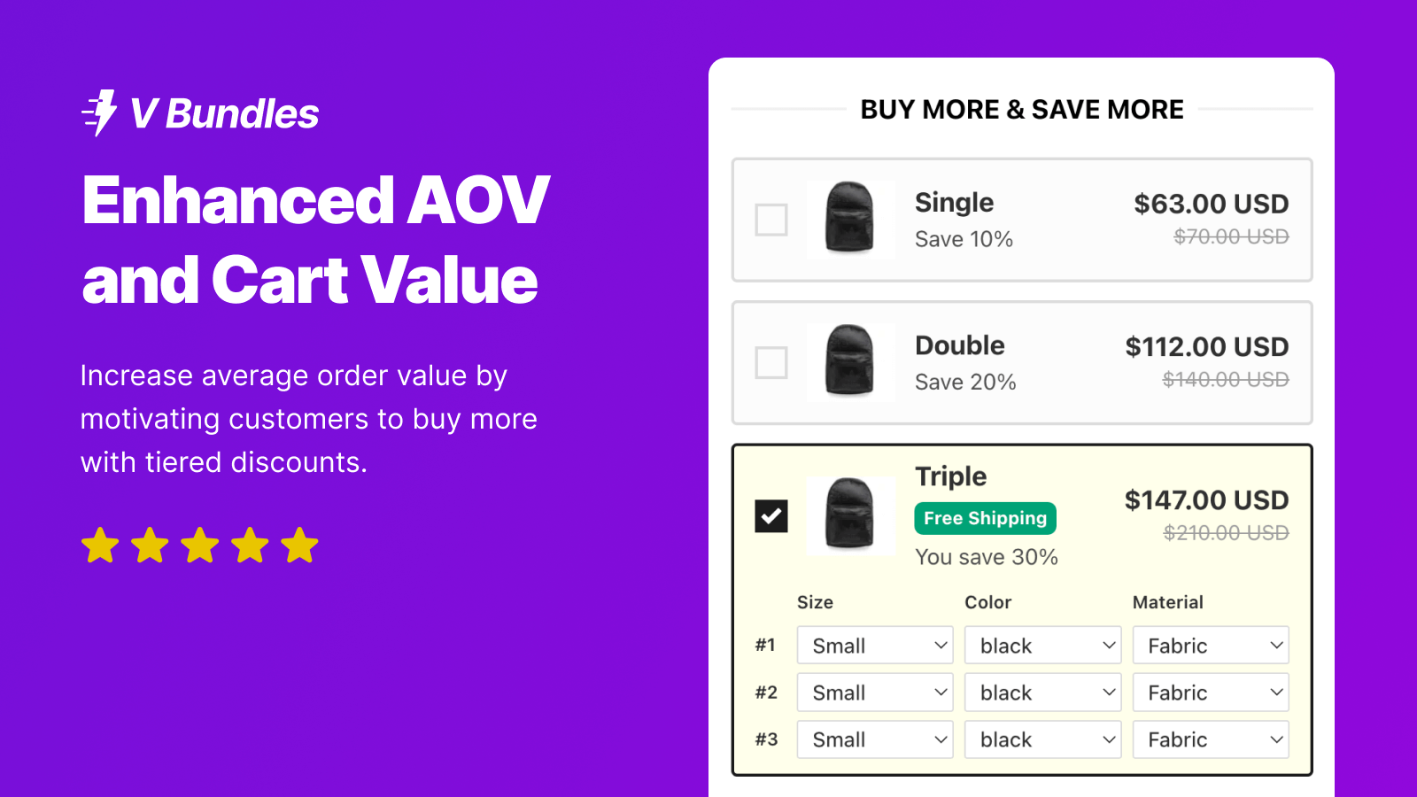 Enhanced average order value (AOV) and cart value