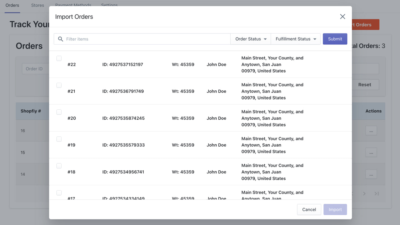 Import fulfilled orders & request drivers with ease