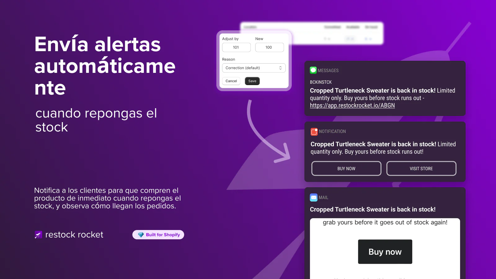 Envío automático de alertas por email y SMS