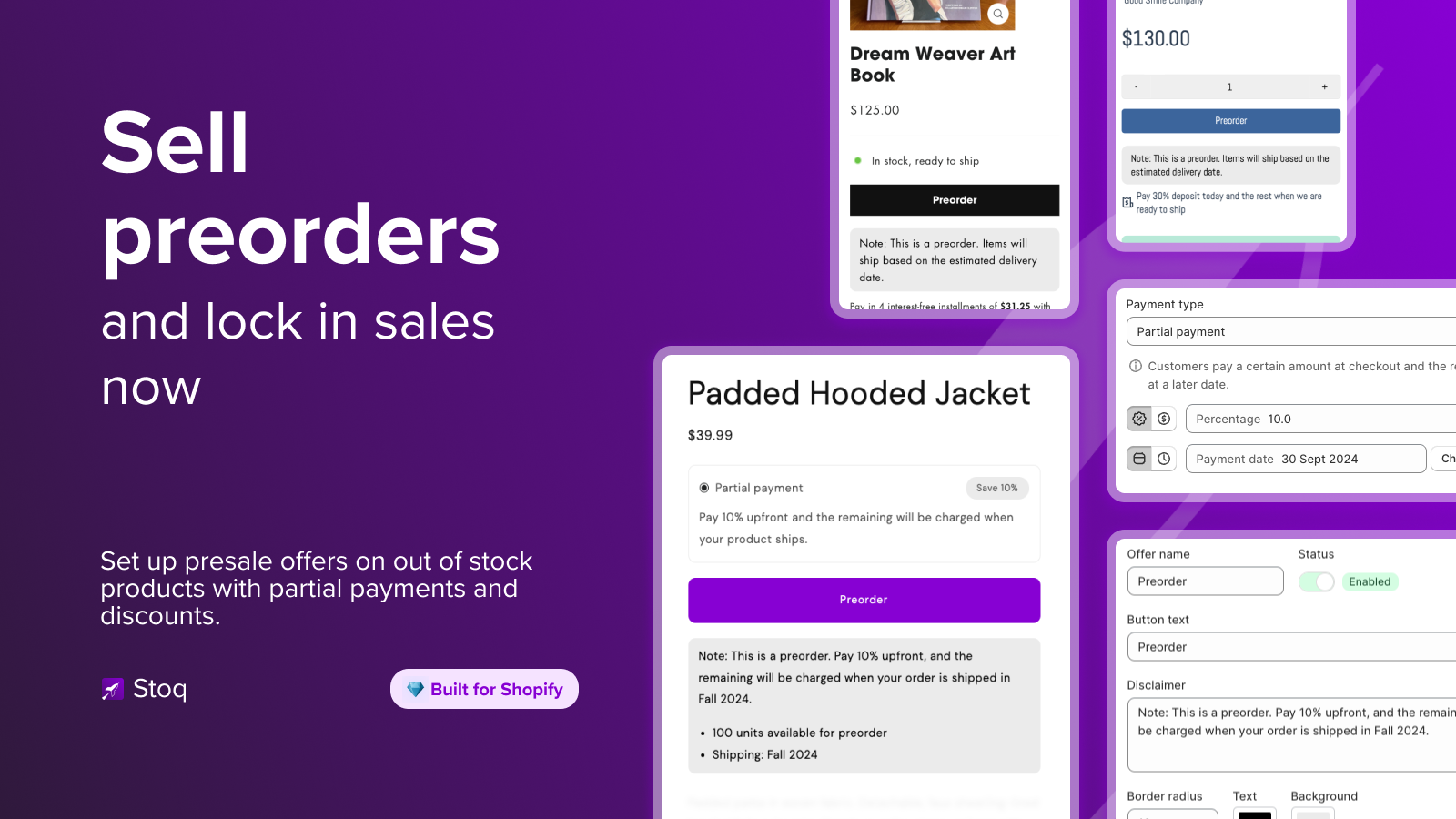 Sell preorders and presales with partial payments & discounts
