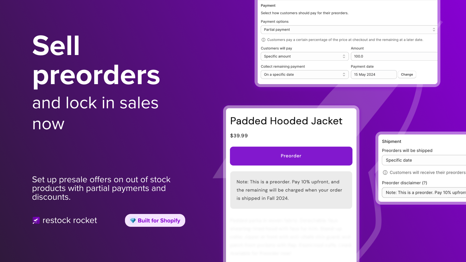 Sell preorders and presales with partial payments & discounts