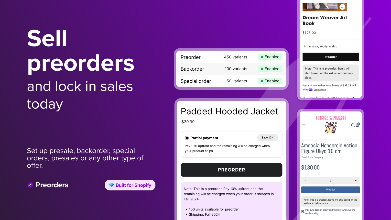 Create preorders, backorders, deposits, special orders