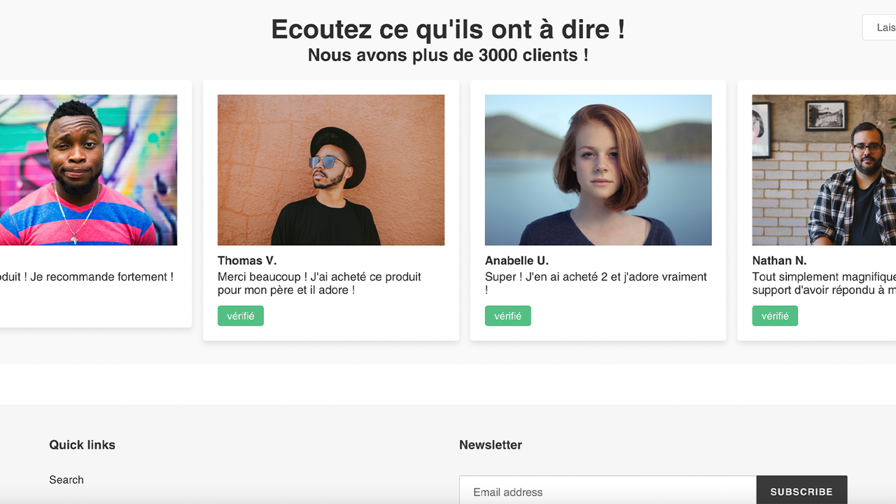 Reviews, avis clients en carrousel et slider WideReview