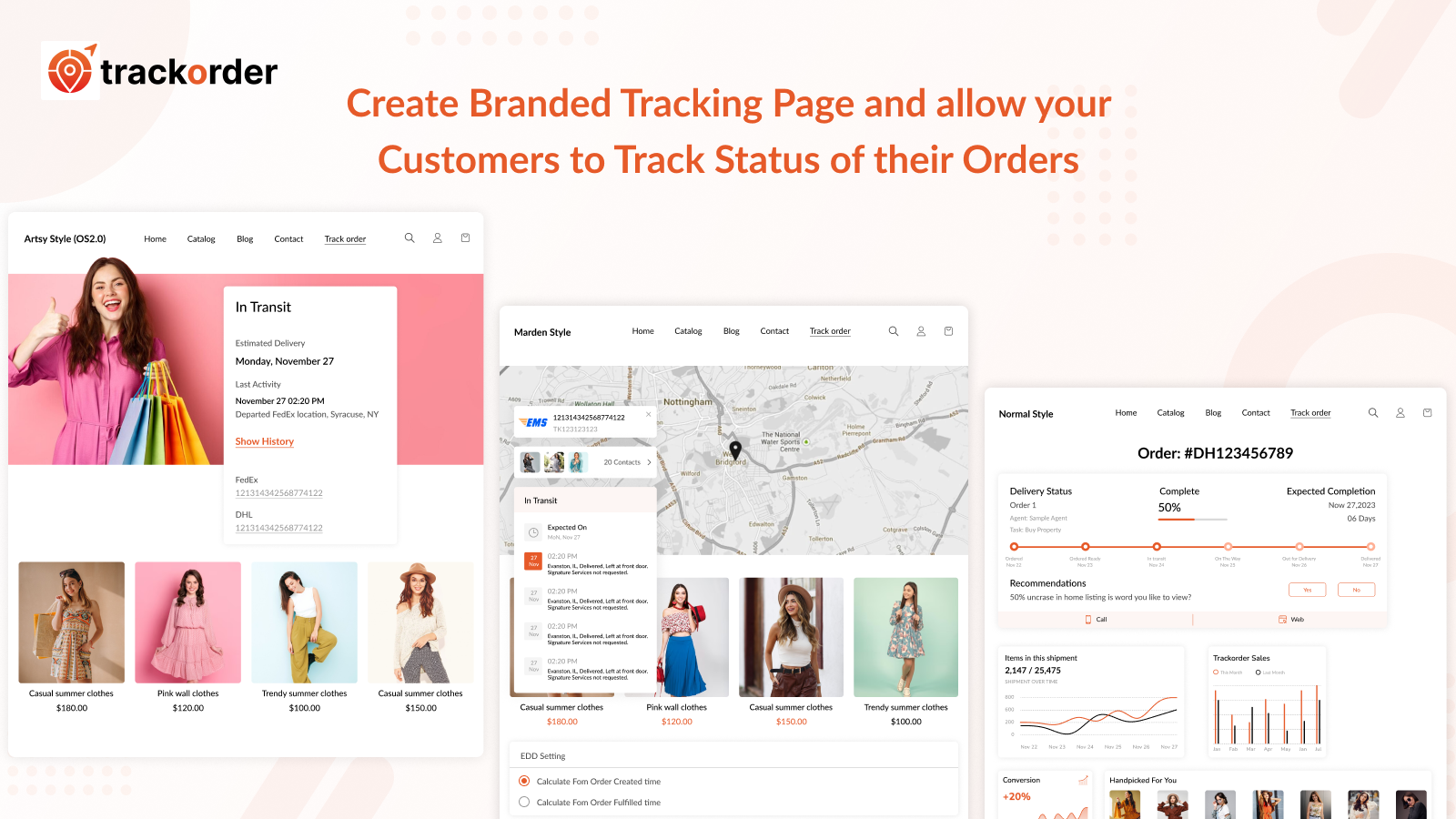 Create Branded page and allow your customers to track status of 