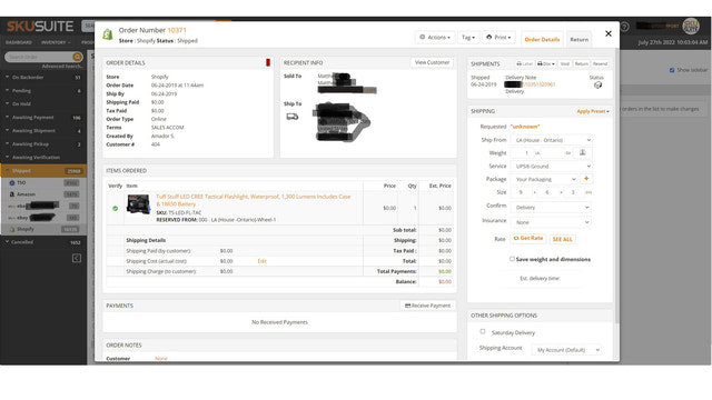 SkuSuite Orders Details Page