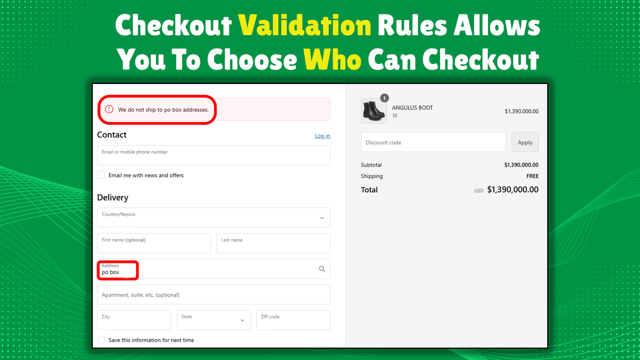 validate orders & checkout
